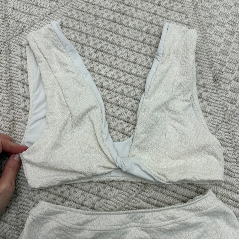 C17 RARE Revel Rey Hunter Bikini Two Piece Cream Snake Texture High Waisted Boho